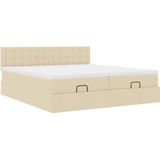 vidaXL Ottoman bed met matrassen en LED's 180x200cm stof crèmekleurig