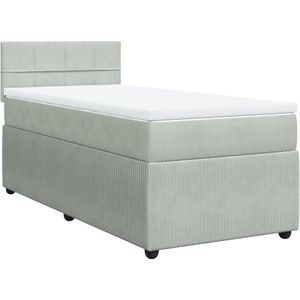 vidaXL Boxspring met matras fluweel lichtgrijs 90x190 cm