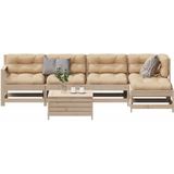 vidaXL 6-delige Loungeset met kussens massief grenenhout