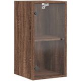 vidaXL - Wandkast - met - glazen - deuren - 35x37x68,5 - cm - bruineikenkleurig