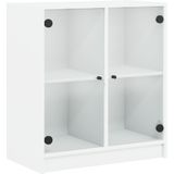 vidaXL Bijzetkast met glazen deuren 68x37x75,5 cm wit