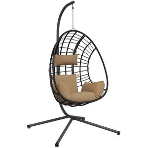 VidaXL - Hangstoel - Schommelstoel - Taupe - Rattan en Staal