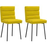 vidaXL - Eetkamerstoelen - 2 - st - fluweel - geel