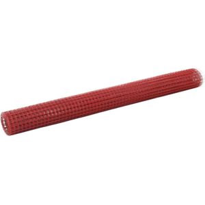 vidaXL Kippengaas 10x1,5 m staal met PVC coating rood