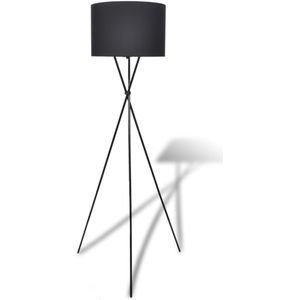 vidaXL Lampenkap voor vloerlamp met hoge standaard zwart