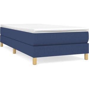 vidaXL Boxspring met matras stof blauw 80x200 cm