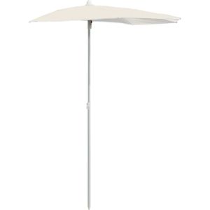 VidaXL Parasol Half met Paal 180x90 cm - Zandkleurig