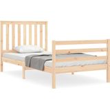 vidaXL Bedframe met hoofdbord massief hout 100x200 cm