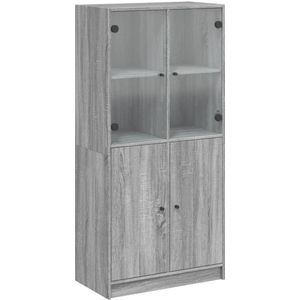 vidaXL Hoge kast met deuren 68x37x142 cm bewerkt hout grijs sonoma