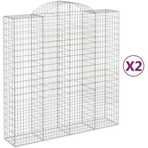 vidaXL Schanskorven 2 st gewelfd 200x50x200/220 cm ijzer