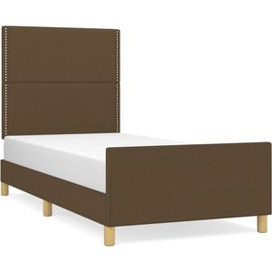 vidaXL Bedframe met hoofdbord stof donkerbruin 80x200 cm