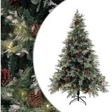 vidaXL Kerstboom met LED en dennenappels 150 cm PVC en PE groen en wit