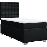 vidaXL Boxspring met matras stof zwart 80x200 cm