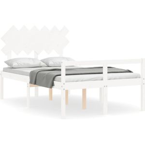 VidaXL Bedframe Massief Hout Wit 4FT6 Double