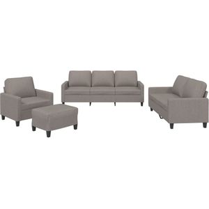 vidaXL 4-delige Loungeset met kussens stof taupe