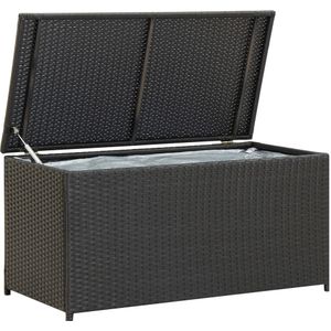 VidaXL Tuinbox 100x50x50 cm Poly Rattan Zwart - Opbergbox voor Tuinmeubelen