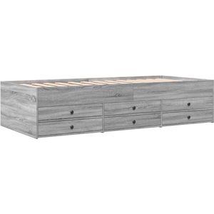 vidaXL Slaapbank met lades 75x190 cm bewerkt hout grijs sonoma eiken