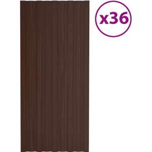 vidaXL - Dakpanelen - 36 - st - 100x45 - cm - gegalvaniseerd - staal - bruin