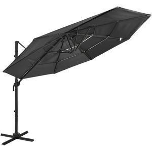 vidaXL Parasol 4-laags met aluminium paal 3x3 m antracietkleurig