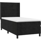 vidaXL Boxspring met matras fluweel zwart 90x200 cm