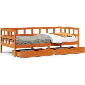 vidaXL - Slaapbank - met - lades - zonder - matrasx200 - cm - hout - wasbruin