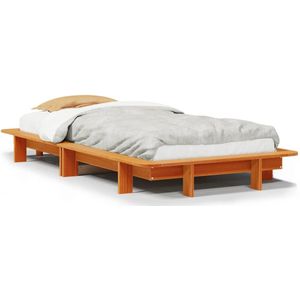 vidaXL Bedframe zonder matras massief grenenhout wasbruin 90x190 cm
