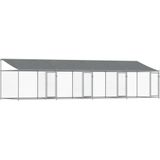 vidaXL Hondenhok met dak en deuren 8x2x2 m gegalvaniseerd staal grijs