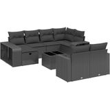 vidaXL 11-delige Loungeset met kussens poly rattan zwart