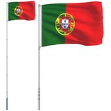vidaXL Vlag met vlaggenmast Portugal 5,55 m aluminium