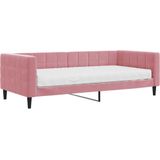 vidaXL Slaapbank met matras 90x200 cm fluweel roze