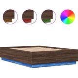 vidaXL Bedframe met LED-verlichting bruin eikenkleurig 140x200 cm