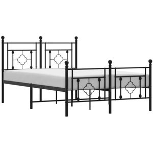 vidaXL Bedframe met hoofd- en voeteneinde metaal zwart 120x200 cm