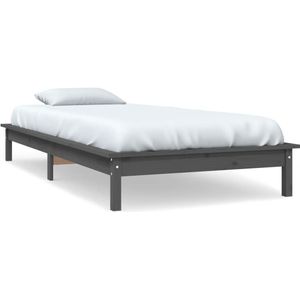 vidaXL Bedframe massief grenenhout grijs 90x190 cm