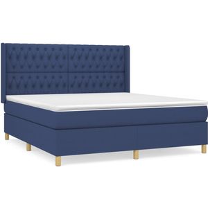 vidaXL Boxspring met matras stof blauw 180x200 cm