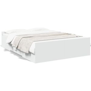 vidaXL Bedframe met lades bewerkt hout wit 140x190 cm