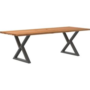 vidaXL Eettafel rechthoekig 240x90x74 cm massief eikenhout lichtbruin