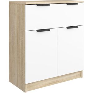 vidaXL Dressoir 60x30x70 cm bewerkt hout wit en sonoma eikenkleurig