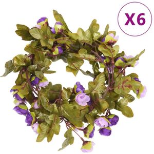 vidaXL Kerstslingers met bloemen 6 st 215 cm lichtpaars