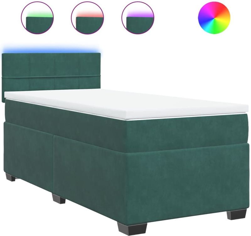 vidaXL Boxspring met matras fluweel donkergroen 100x200 cm