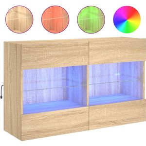 vidaXL Tv-wandmeubel met LED-verlichting 98,5x30x60,5 cm sonoma eiken