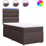 vidaXL Boxspring met matras stof donkerbruin 90x190 cm