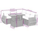 vidaXL 6-delige Loungeset met kussens poly rattan beige
