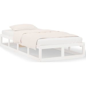 vidaXL Bedframe massief hout wit 75x190 cm 2FT6 Small Single