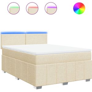 vidaXL Boxspring met matras stof crèmekleurig 160x200 cm