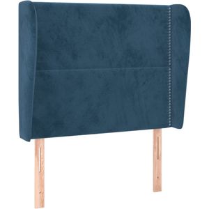 vidaXL Hoofdbord met randen 103x23x118/128 cm fluweel donkerblauw