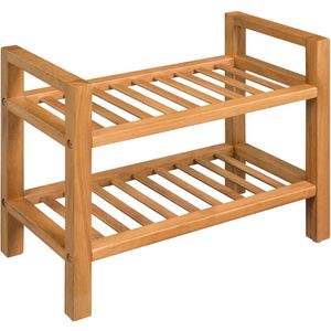 vidaXL Schoenenrek met 2 schappen 50x27x40 cm massief eikenhout