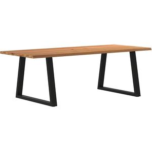 vidaXL Eettafel met natuurlijke rand 240x100x74 cm massief eikenhout