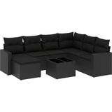 vidaXL 8-delige Loungeset met kussens poly rattan zwart