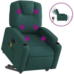 vidaXL Sta-op-massagestoel elektrisch verstelbaar stof donkergroen