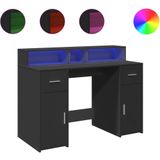 vidaXL Bureau met LED-verlichting 120x55x91 cm bewerkt hout zwart